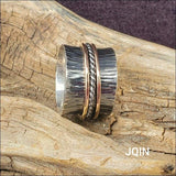 JQIN oxidized meditation spinning ring