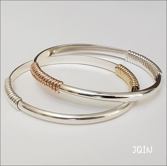JQIN 4 gauge half-round sterling silver bangle