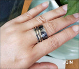 JQIN oxidized meditation spinning ring