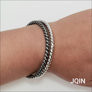 JQIN twisted solid sterling silver bangles - bangle