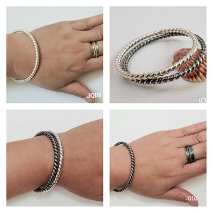 JQIN twisted solid sterling silver bangles